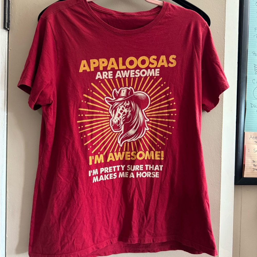 Red Graphic T-Shirt with Horse Design